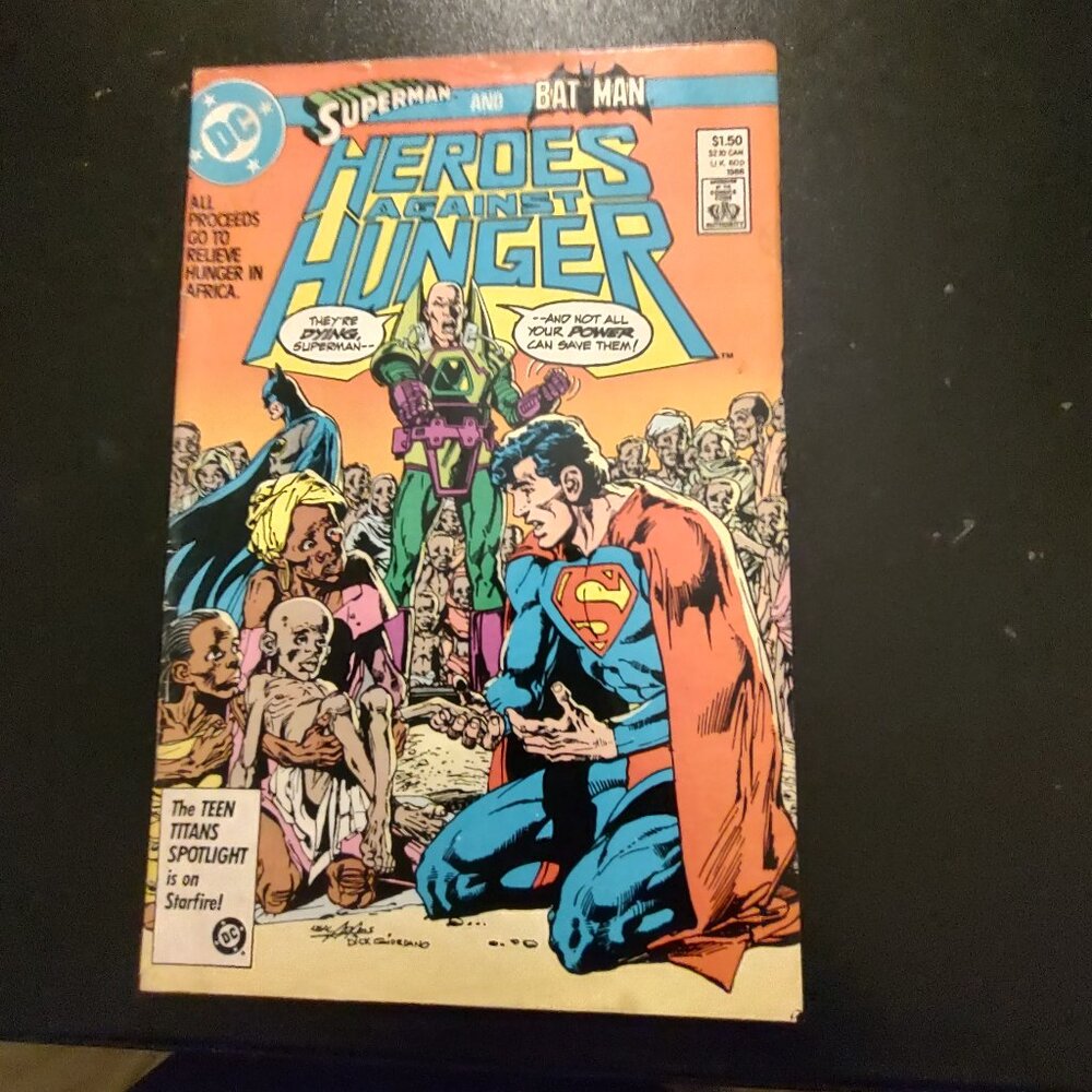 HEROES AGAINST HUNGER BATMAN SUPERMAN Front Cover by Adams & Dick Giordano
